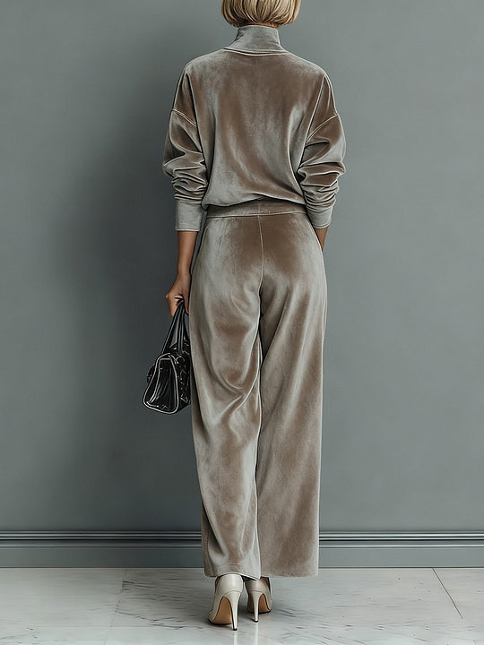 Amanda | Women's Turtleneck Casual Warm Velvet Suit