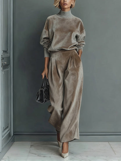 Amanda | Women's Turtleneck Casual Warm Velvet Suit