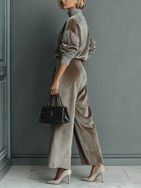 Amanda | Women's Turtleneck Casual Warm Velvet Suit